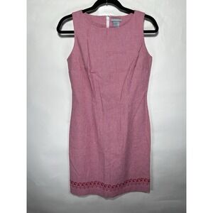 Vintage Cherokee Red White‎ Gingham Sheath Dress Sz 6 Embroidered Cottage Core